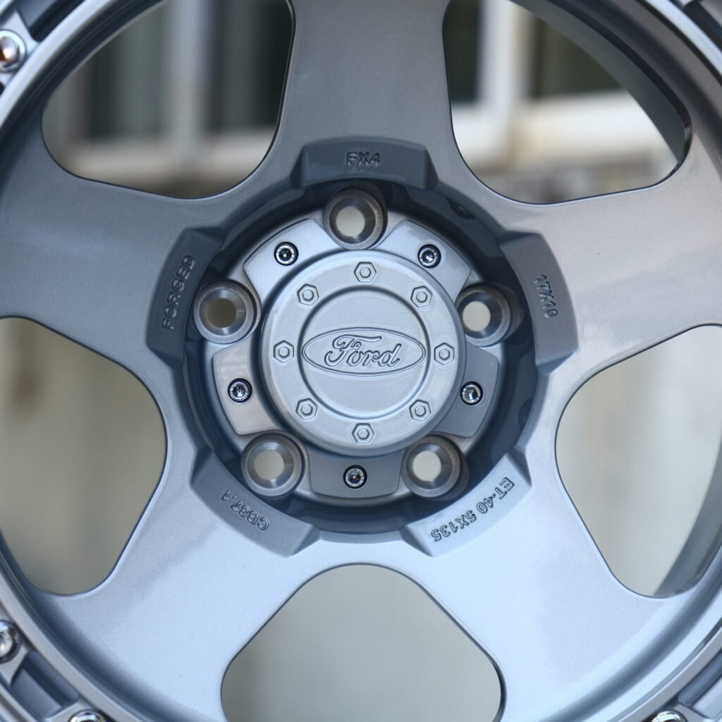 Ford Ranger wheels – Matte Gunmetal 5-Spoke Beadlock (Ford OEM-Style), lip and barrel detail