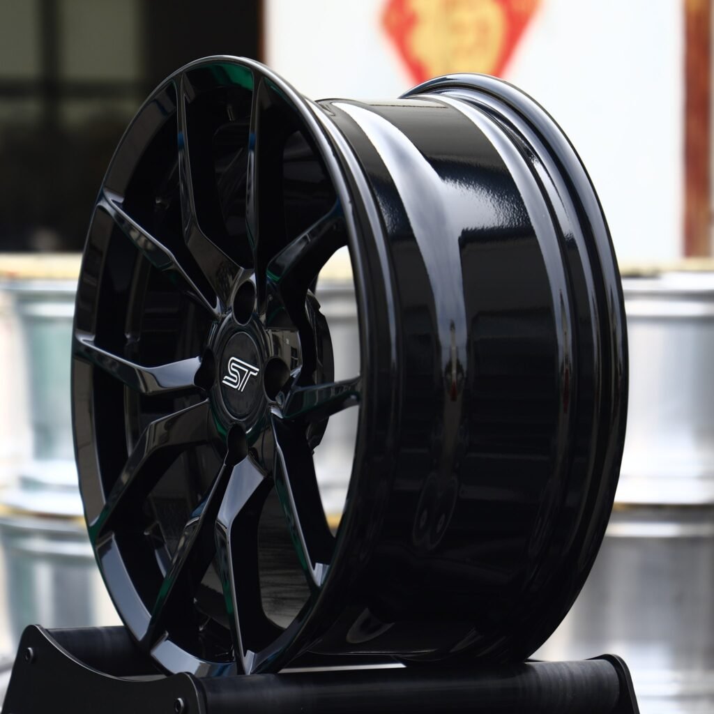 5x108 wheels – Gloss Black 10 Y-Spoke (Ford ST OEM-Style), side view