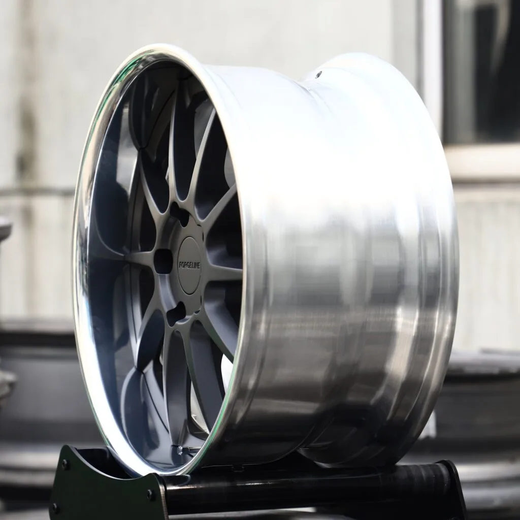 5x112 wheels – Matte Black 10-Spoke Deep Dish 2-Piece (Forgeline-Style), side view
