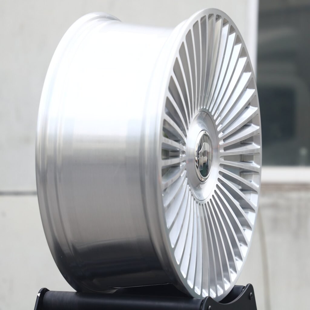 5x130 wheels – Forgiato Matte Silver Multi-Spoke, side view