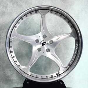 Forgiato-Style Brushed Silver 5-Spoke Deep Dish 2-Piece Forged Wheels – Porsche 911 / Continental GT Fitment (5-Lug)