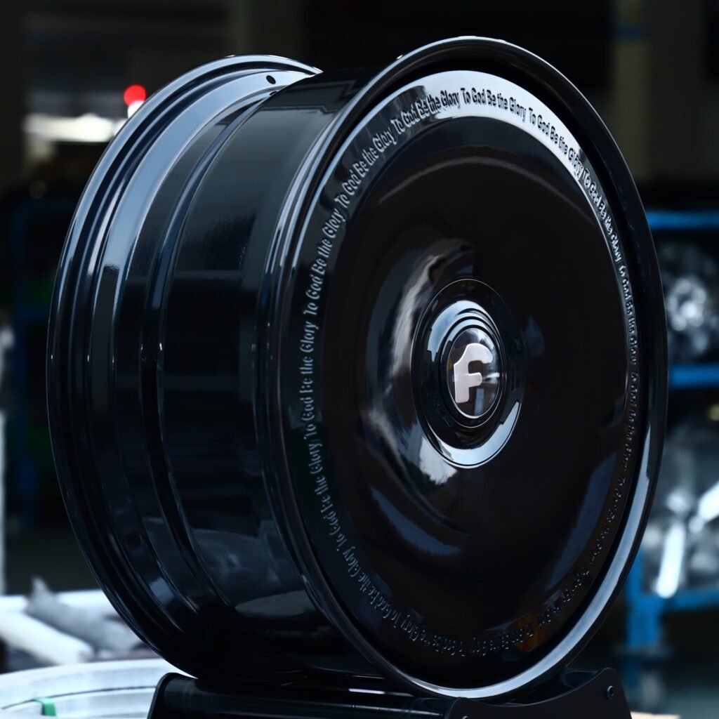 5x130 wheels – Gloss Black Steelie-Style Dish (Forgiato-Style), side view