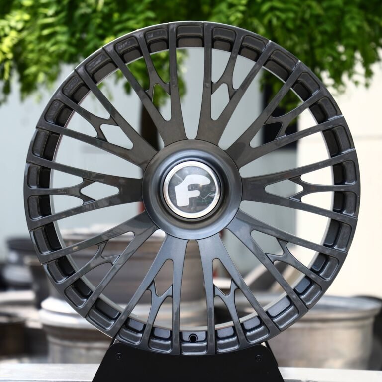 Porsche 911 wheels – Gunmetal Fine Multi-Spoke (Forgiato-Style), front view