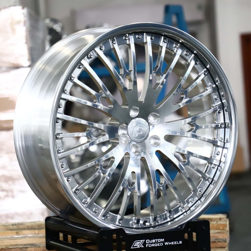 Bentley Continental GT wheels – Mirror Polished Multi-Spoke Mesh 2-Piece (Forgiato-Style), angled view