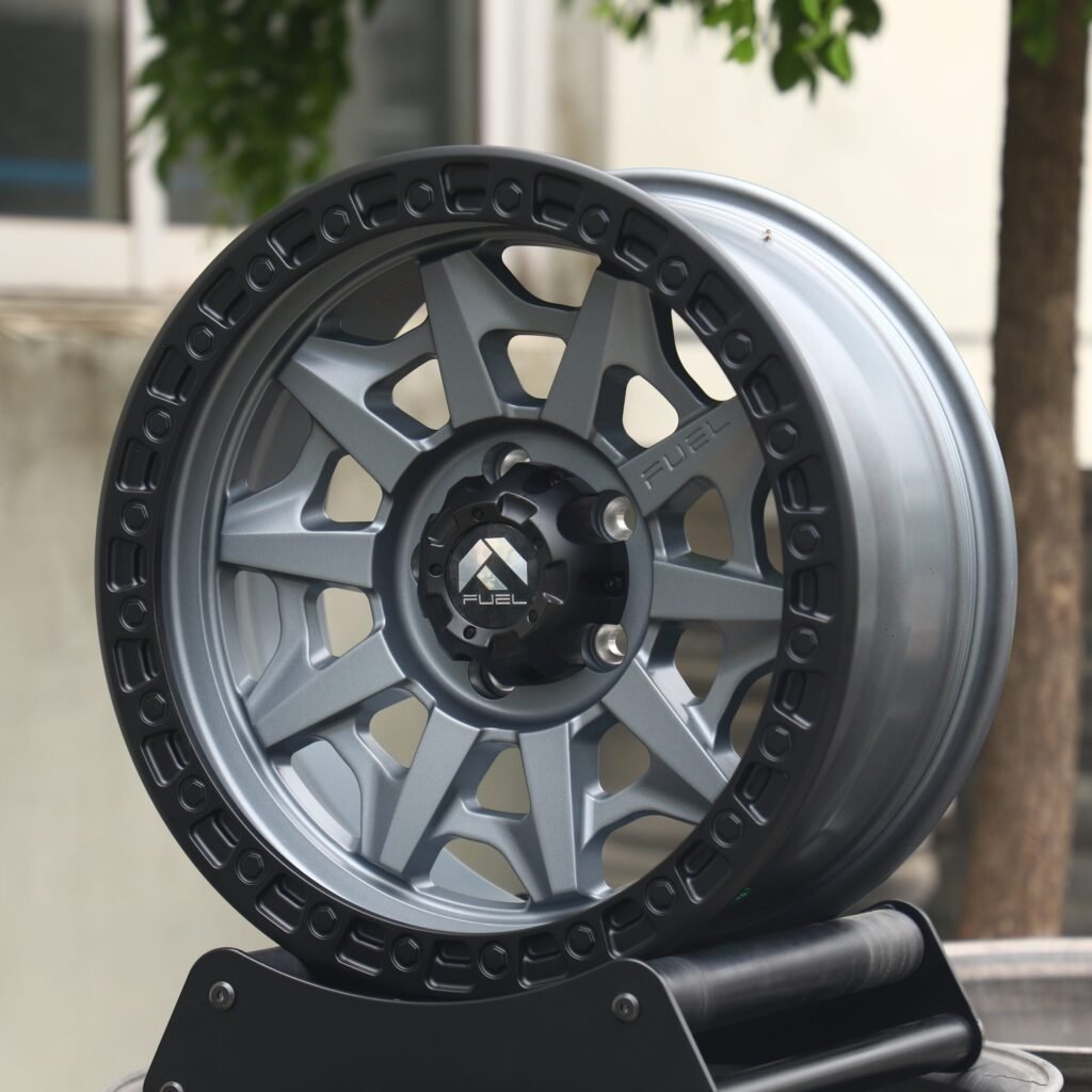 Toyota Tacoma wheels – Fuel Exposed Bolt Detail Double Ring Lip, angled view