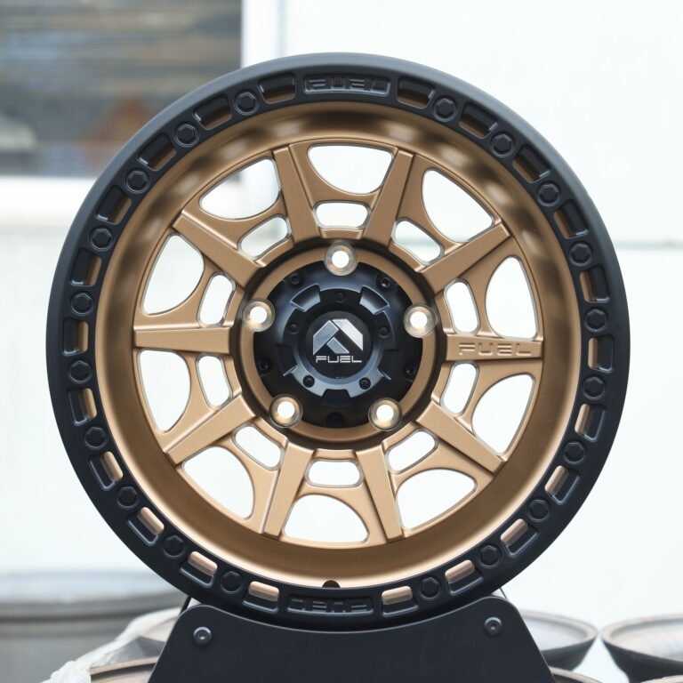 Toyota 4Runner wheels – Fuel Gloss Black / Bronze Exposed Bolt Detail Double Ring Lip, front view