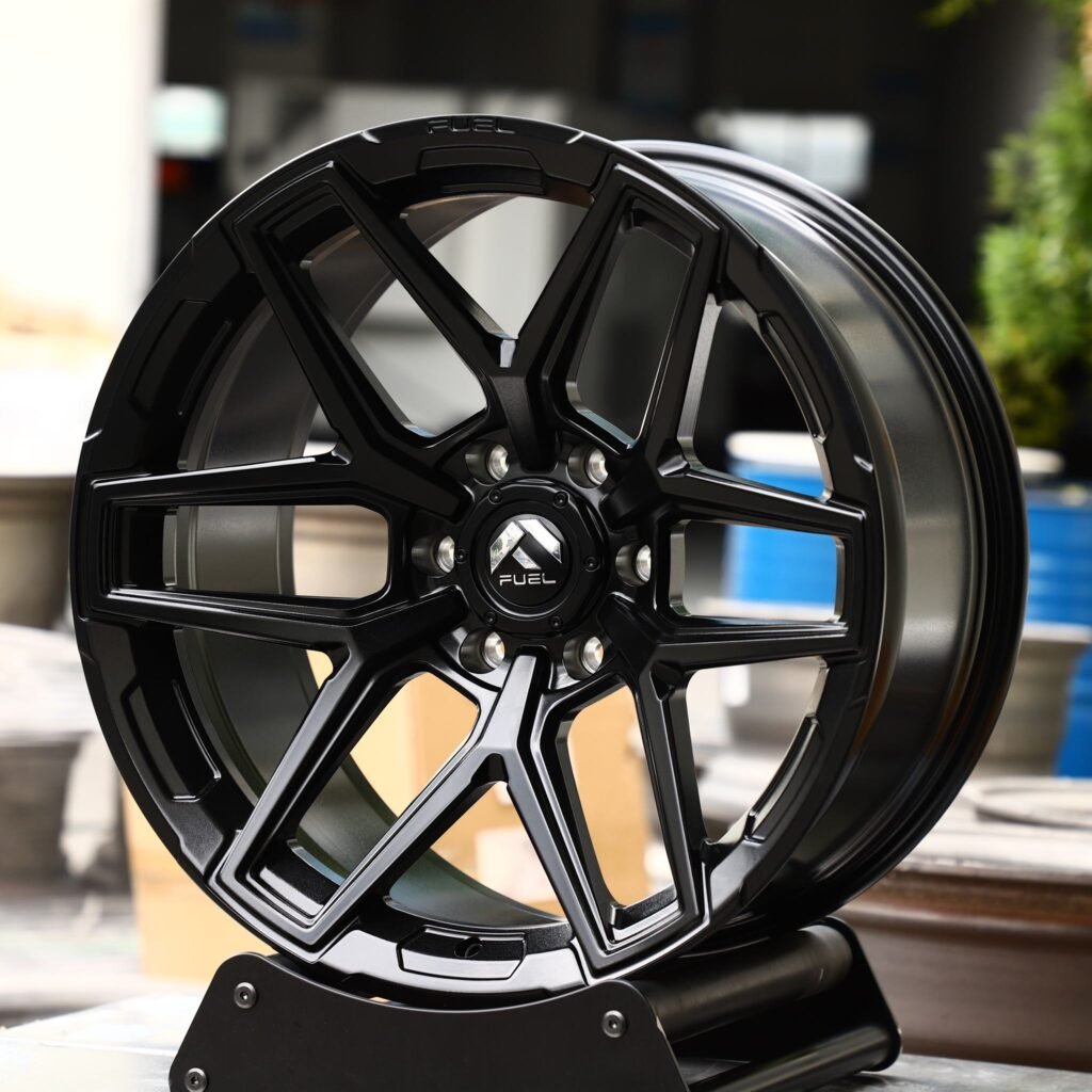 Toyota Tacoma wheels – Fuel Gloss Black Custom, angled view