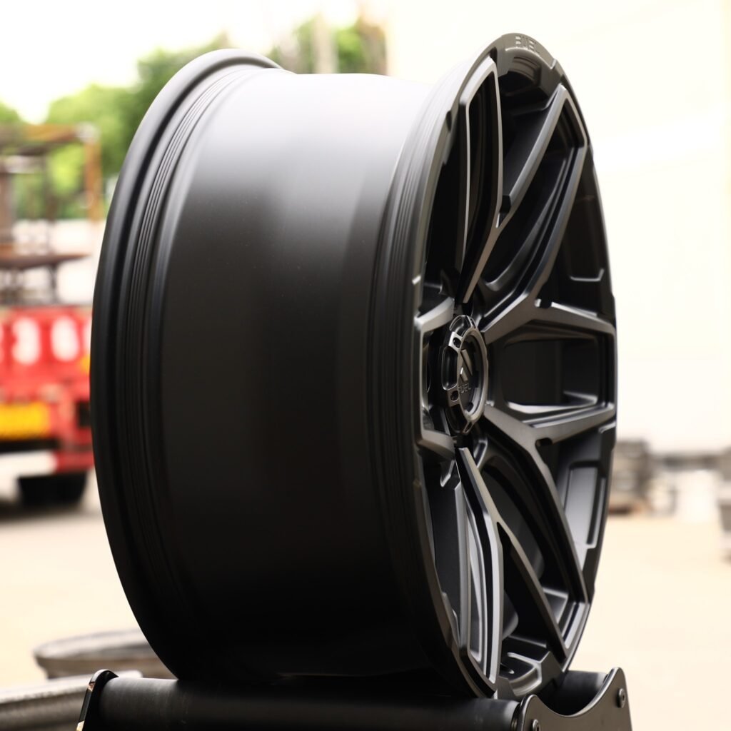 Toyota Tacoma wheels – Fuel Gloss Black Petal Machined Face, angled view