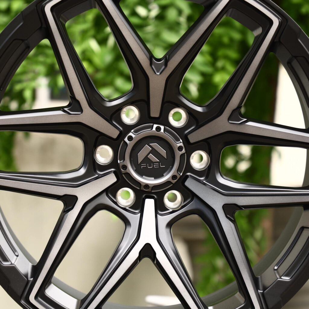6x139.7 wheels – Fuel Gloss Black Petal Machined Face, side view