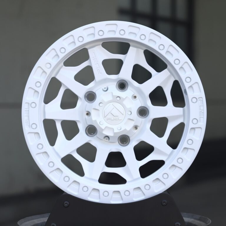 Toyota 4Runner wheels – Fuel Gloss White Exposed Bolt Detail Double Ring Lip, front view