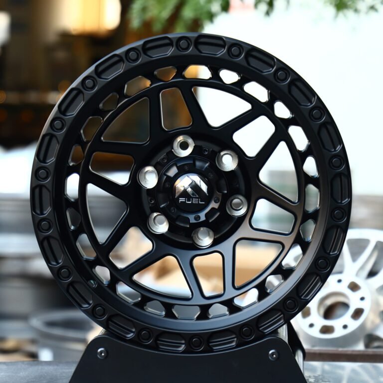Ford F-150 wheels – Fuel Offroad Gloss Black Double-Ring Exposed Bolt Detail, front view