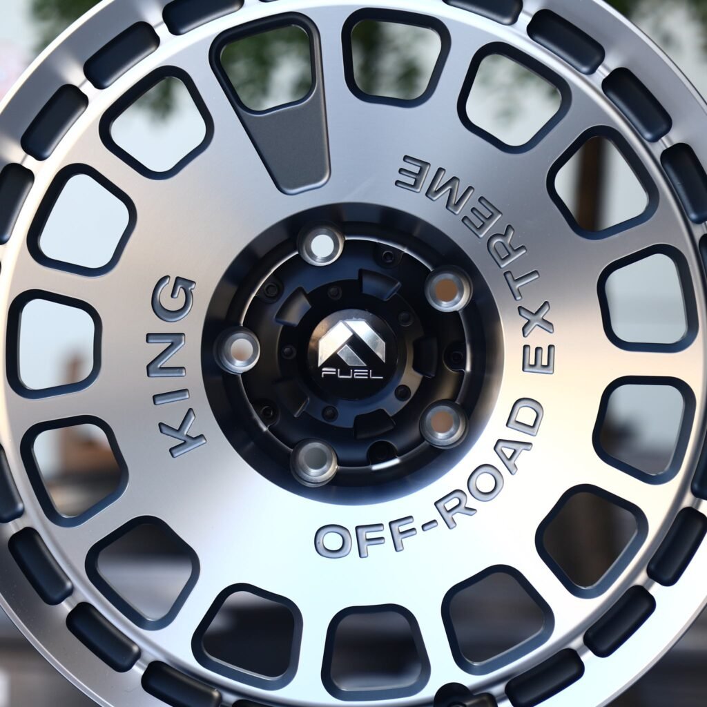 Jeep Gladiator wheels – Fuel Offroad Matte Black Full-Face Machined Face, lip and barrel detail
