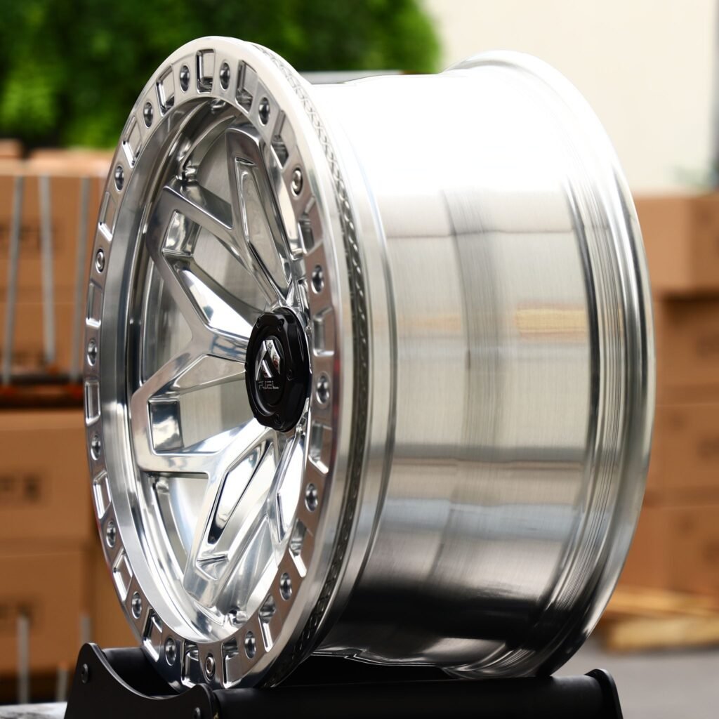 Toyota Tacoma wheels – Fuel Silver Beadlock, angled view