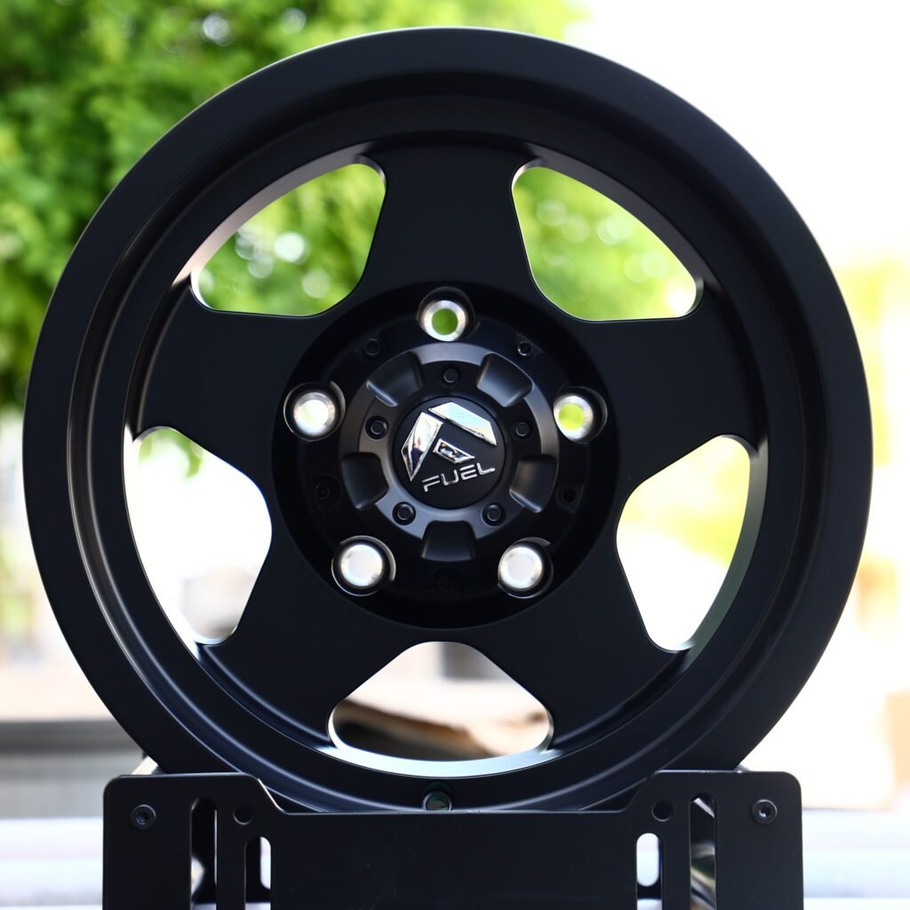 Jeep Wrangler wheels – Gloss Black 5-Spoke (Fuel-Style), front view