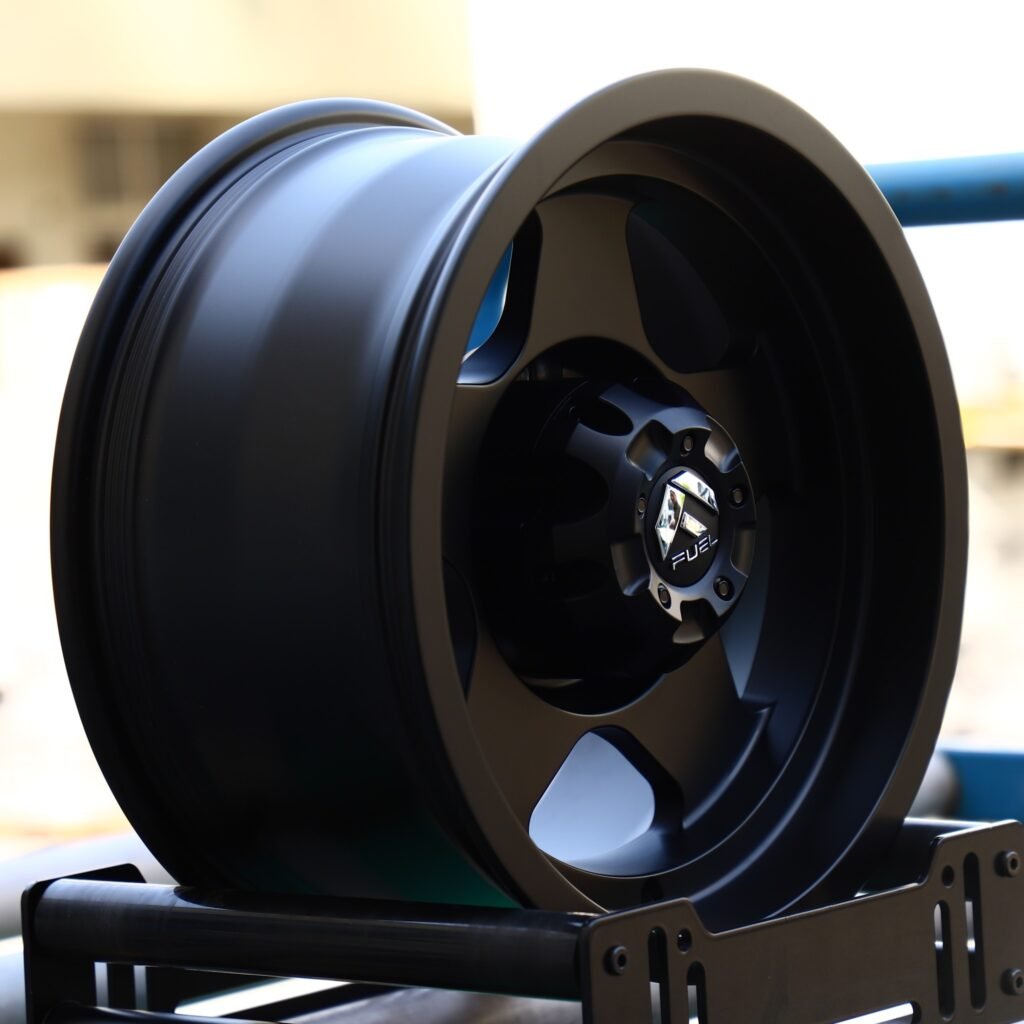 5x127 wheels – Gloss Black 5-Spoke (Fuel-Style), side view