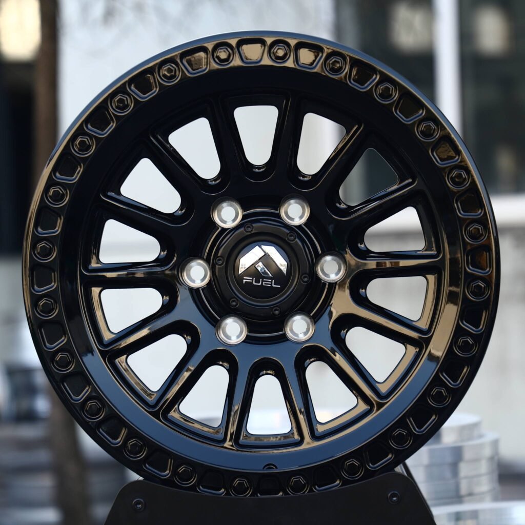 Ford F-150 wheels – Gloss Black Multi-Spoke Bolt-Ring (Fuel-Style), front view