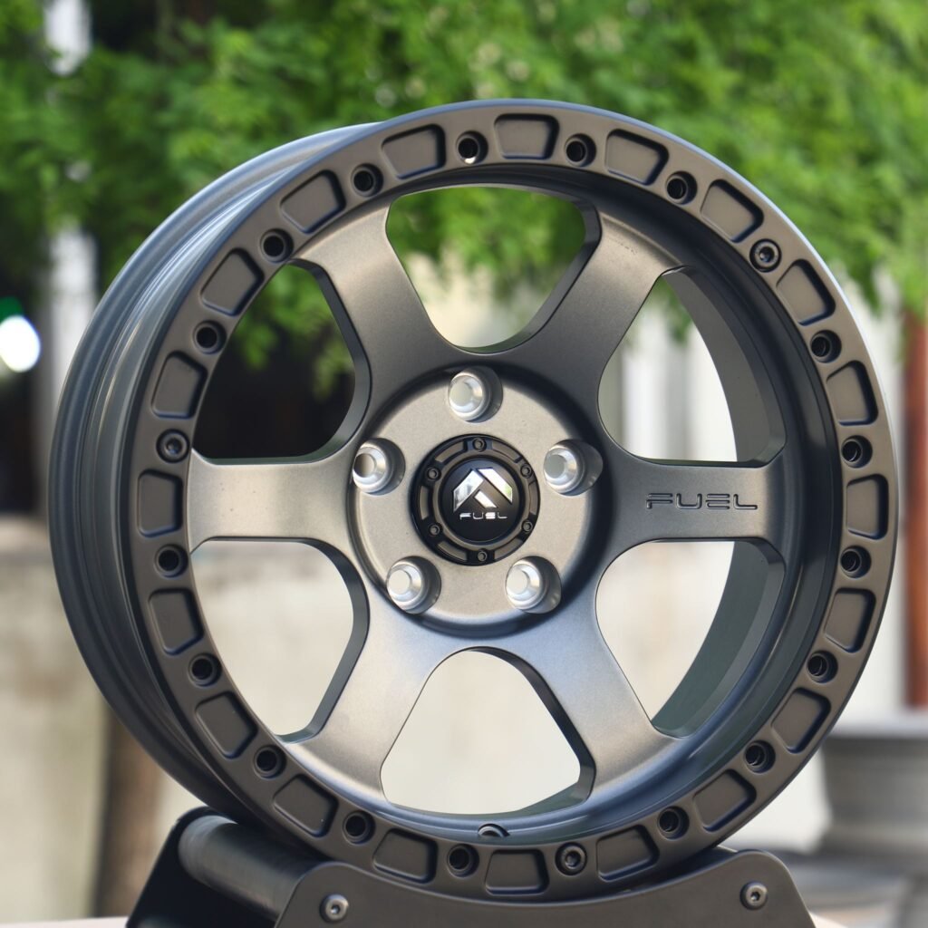 5x127 wheels – Light Gunmetal 6-Spoke Beadlock (Fuel-Style), side view