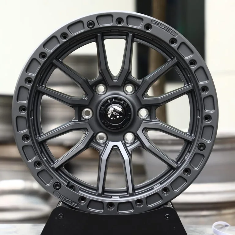Ford Bronco wheels – Matte Gunmetal 10 Y-Spoke Beadlock (Fuel-Style), front view