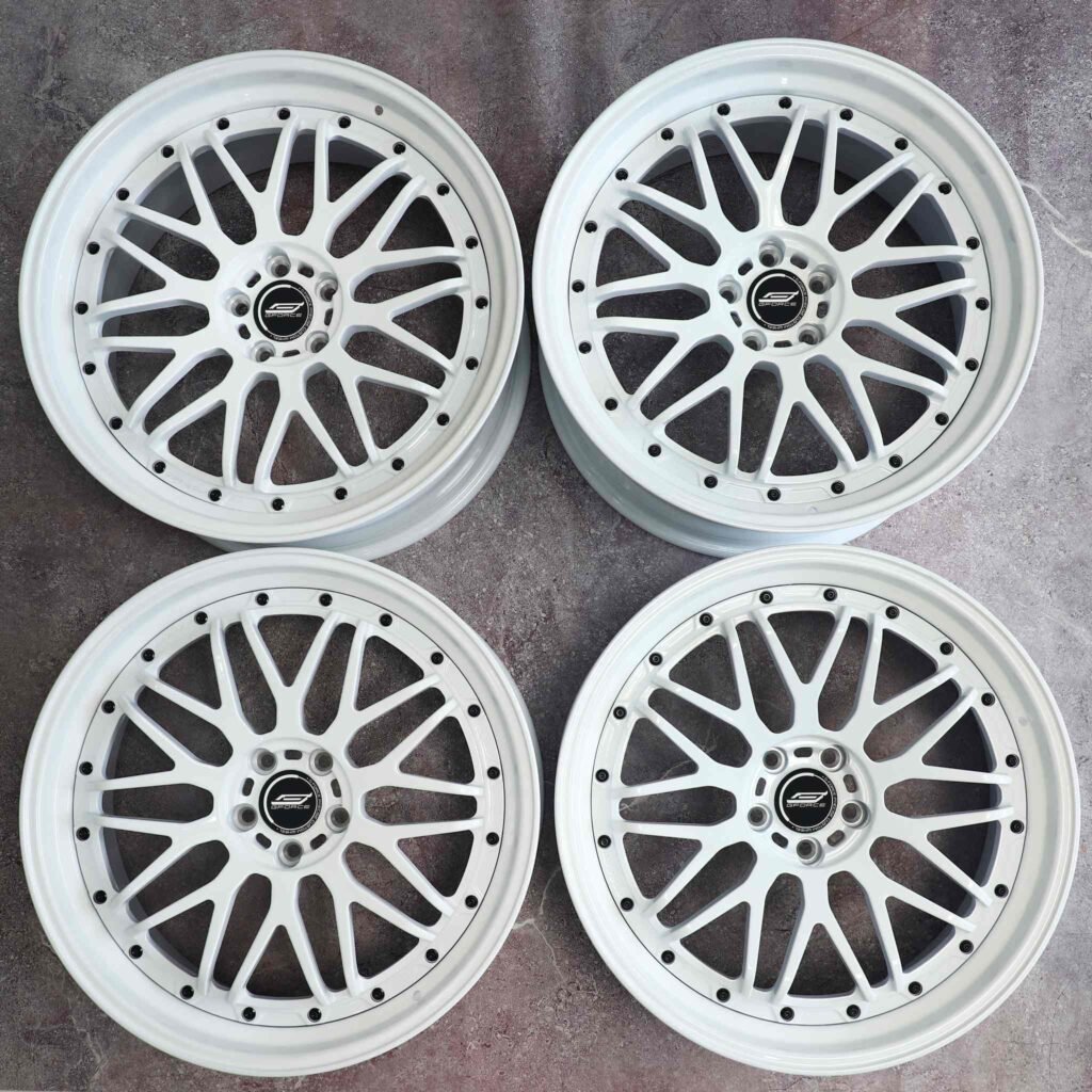 G Force Gloss White Mesh Deep Lip 2-Piece Forged Wheels - Nissan GT-R / Nissan 370Z Fitment (5-Lug) view 2