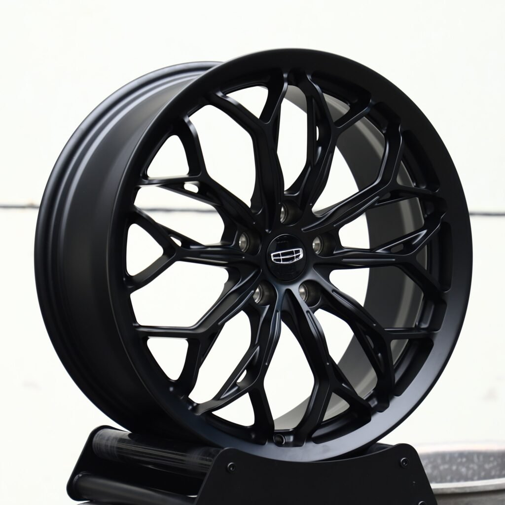 5x108 wheels – Matte Black 10 Y-Spoke (Geely OEM-Style), side view