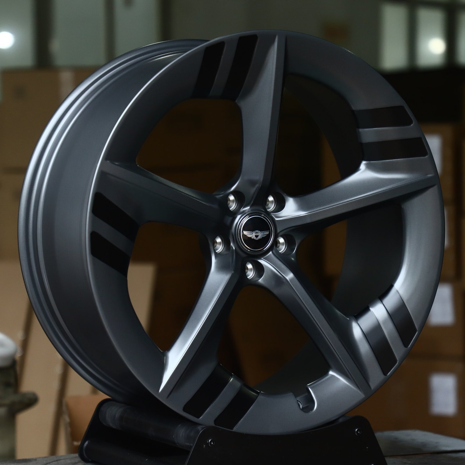 Genesis G70 wheels – Gunmetal 5-Spoke (Genesis OEM-Style), front view