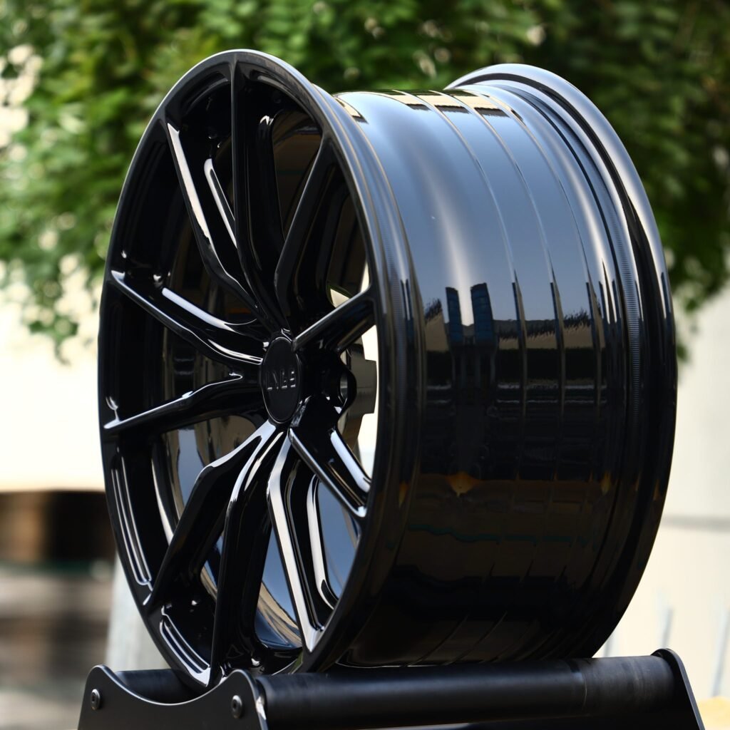 BMW M3 G80 wheels – Gloss Black 10-Spoke Concave, angled view