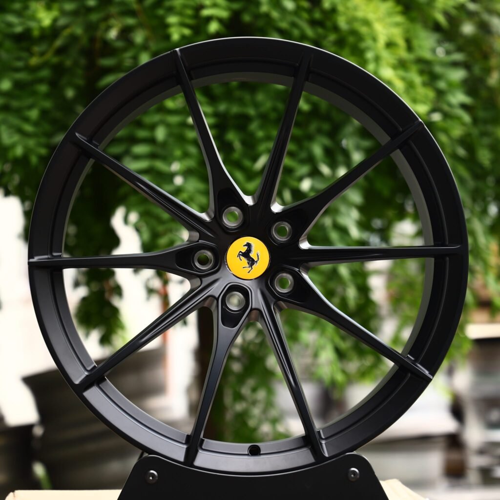 Ferrari 488 wheels – Gloss Black 10-Spoke, front view