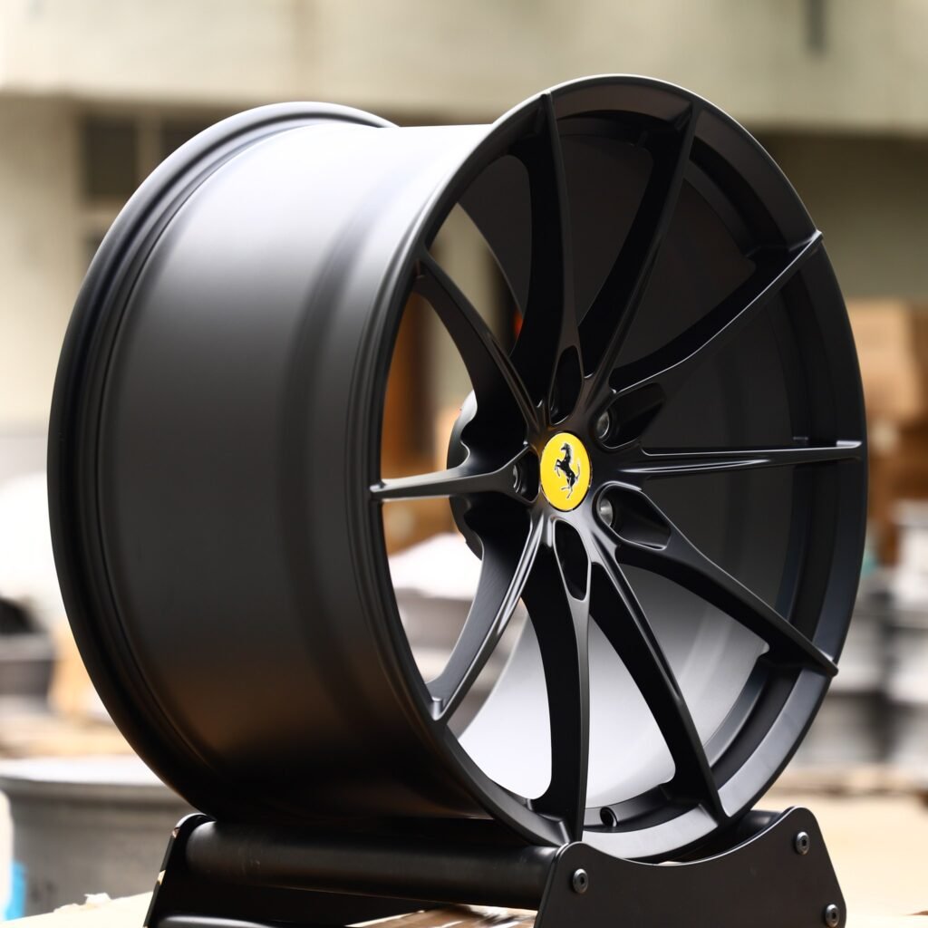 Ferrari F8 wheels – Gloss Black 10-Spoke, angled view