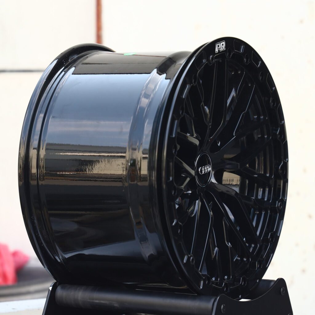 5x112 wheels – Gloss Black 10 Y-Spoke Beadlock (Audi OEM-Style), side view