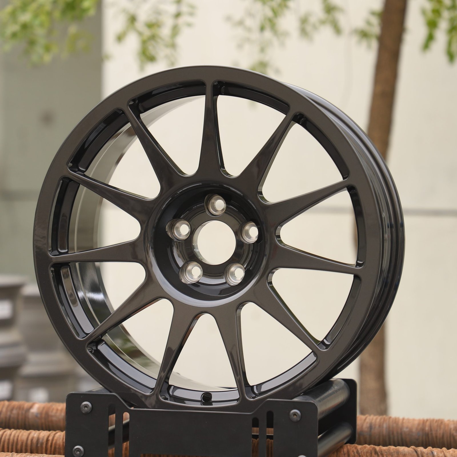 Audi A6 wheels – Gloss Black 12-Spoke, front view