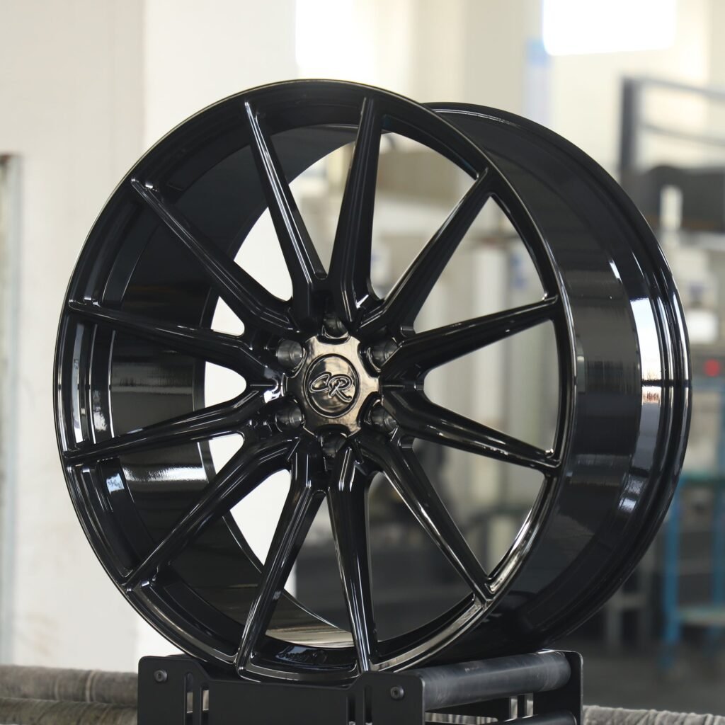 5x112 wheels – Gloss Black 12-Spoke, side view