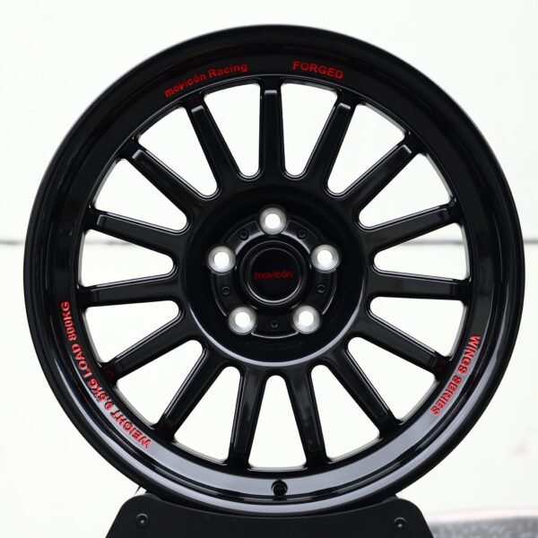 Porsche 911 wheels – Gloss Black 16-Spoke, front view