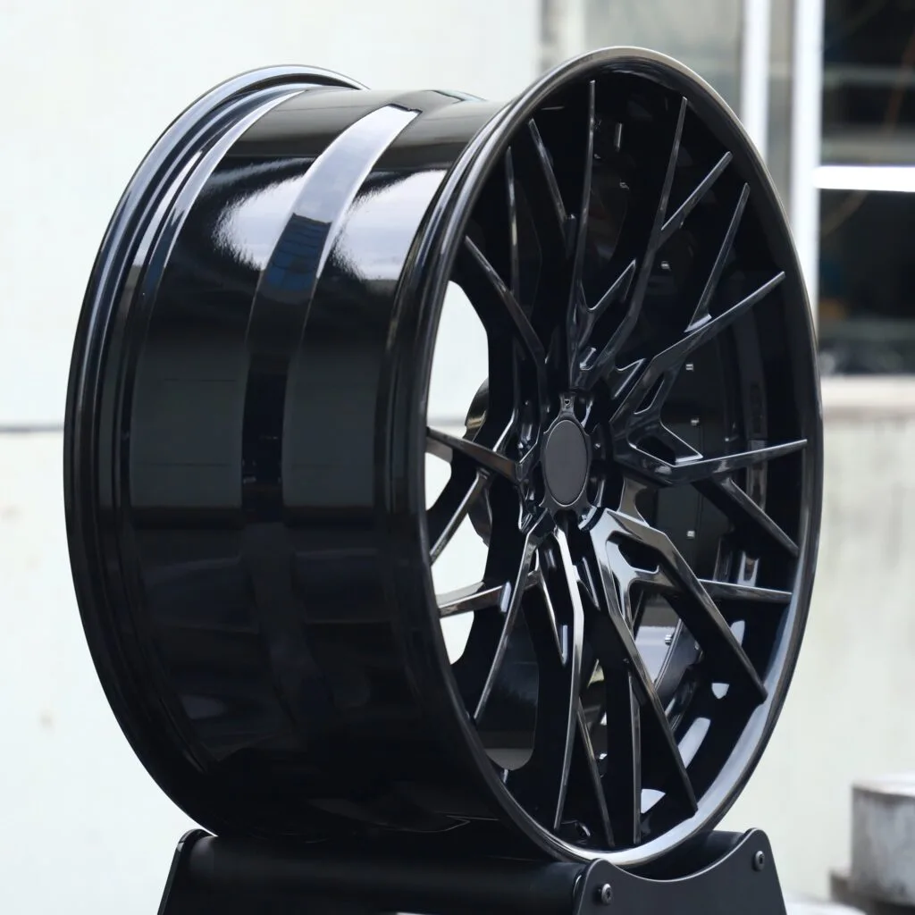 Gloss Black 2-Piece Cross-Spoke Forged Wheels - Audi A6 / BMW 5 Series Fitment (5-Lug) view 4