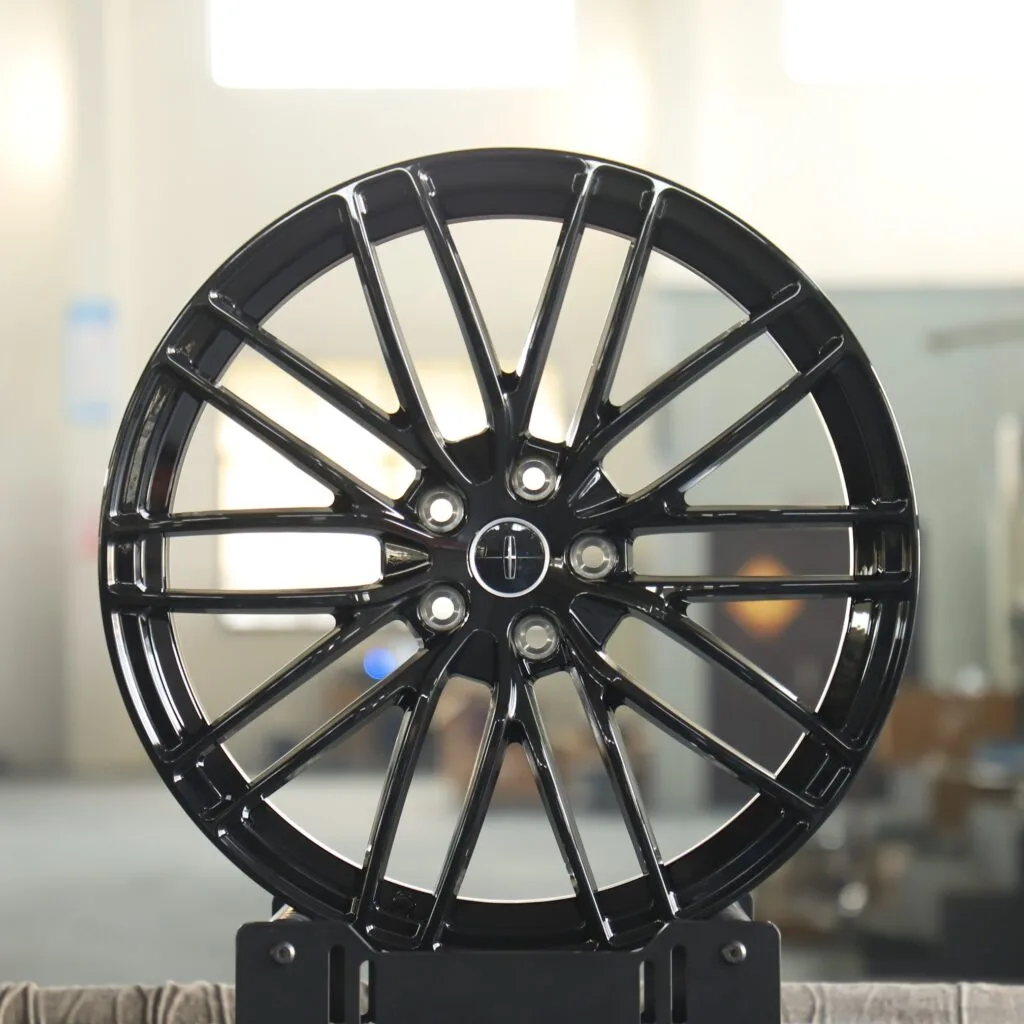 Lincoln Continental wheels – Gloss Black 5-Spoke (Lincoln OEM-Style), front view