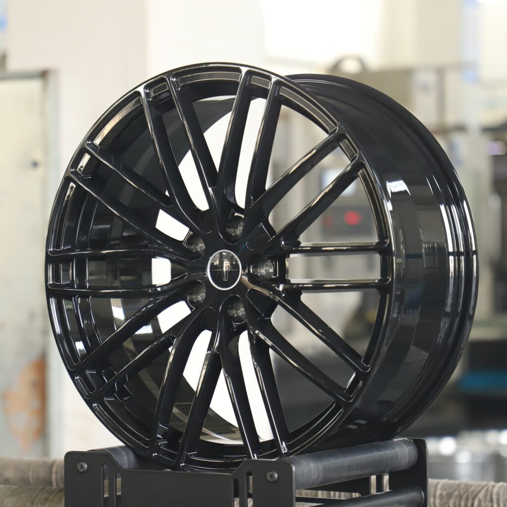Lincoln Corsair wheels – Gloss Black 5-Spoke (Lincoln OEM-Style), angled view