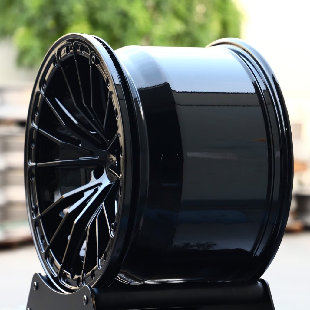 Chevrolet Corvette wheels – Gloss Black 5 W-Spoke Concave, angled view
