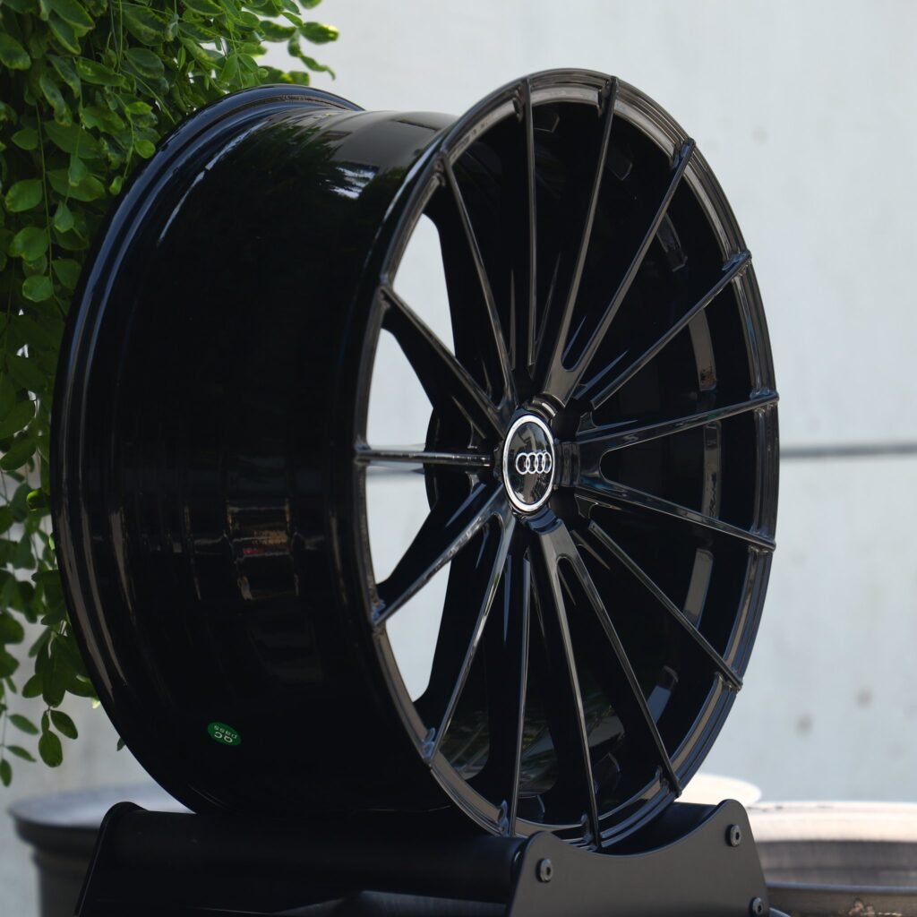 5x112 wheels – Gloss Black 5 W-Spoke, side view