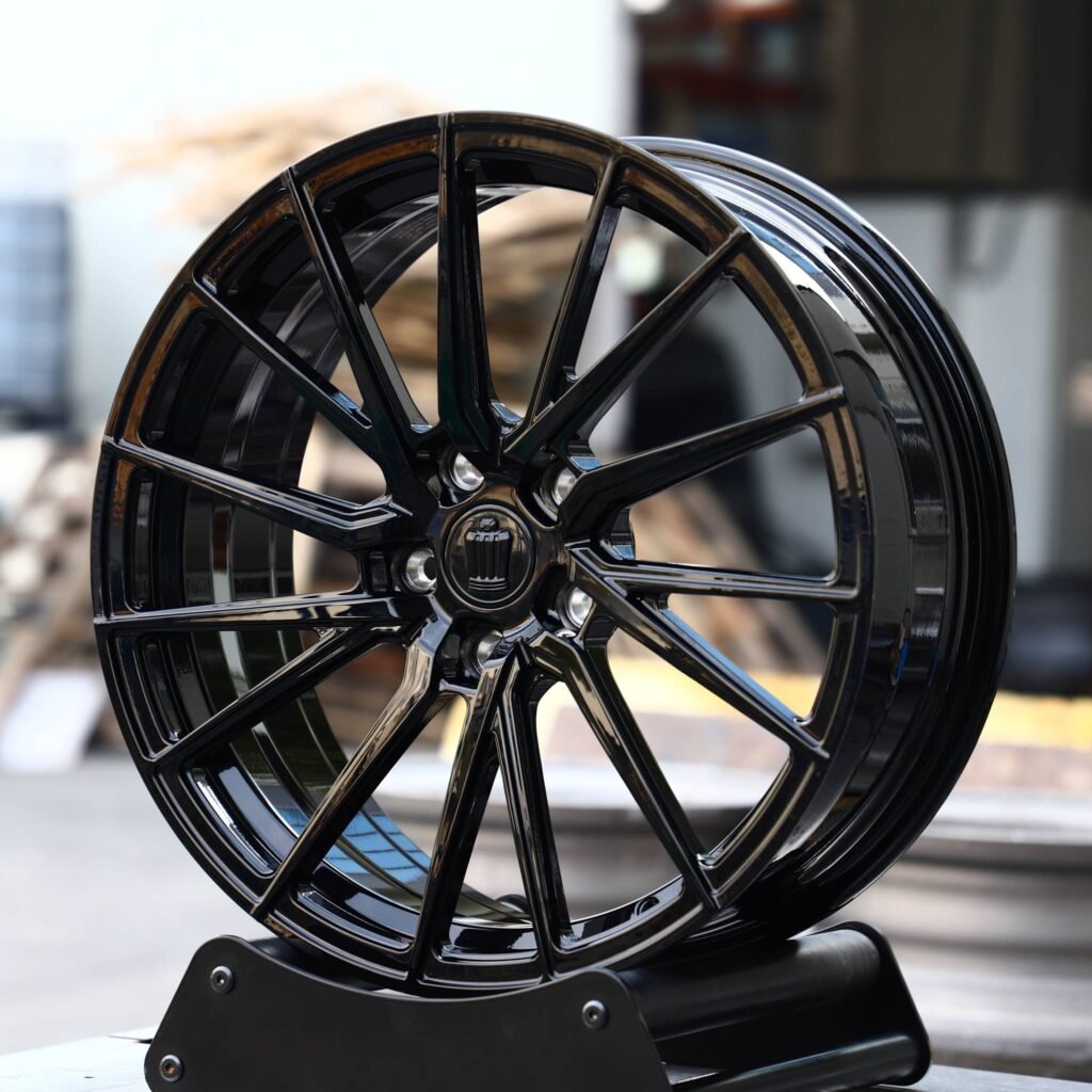 Toyota Supra wheels – Gloss Black 5 W-Spoke, angled view
