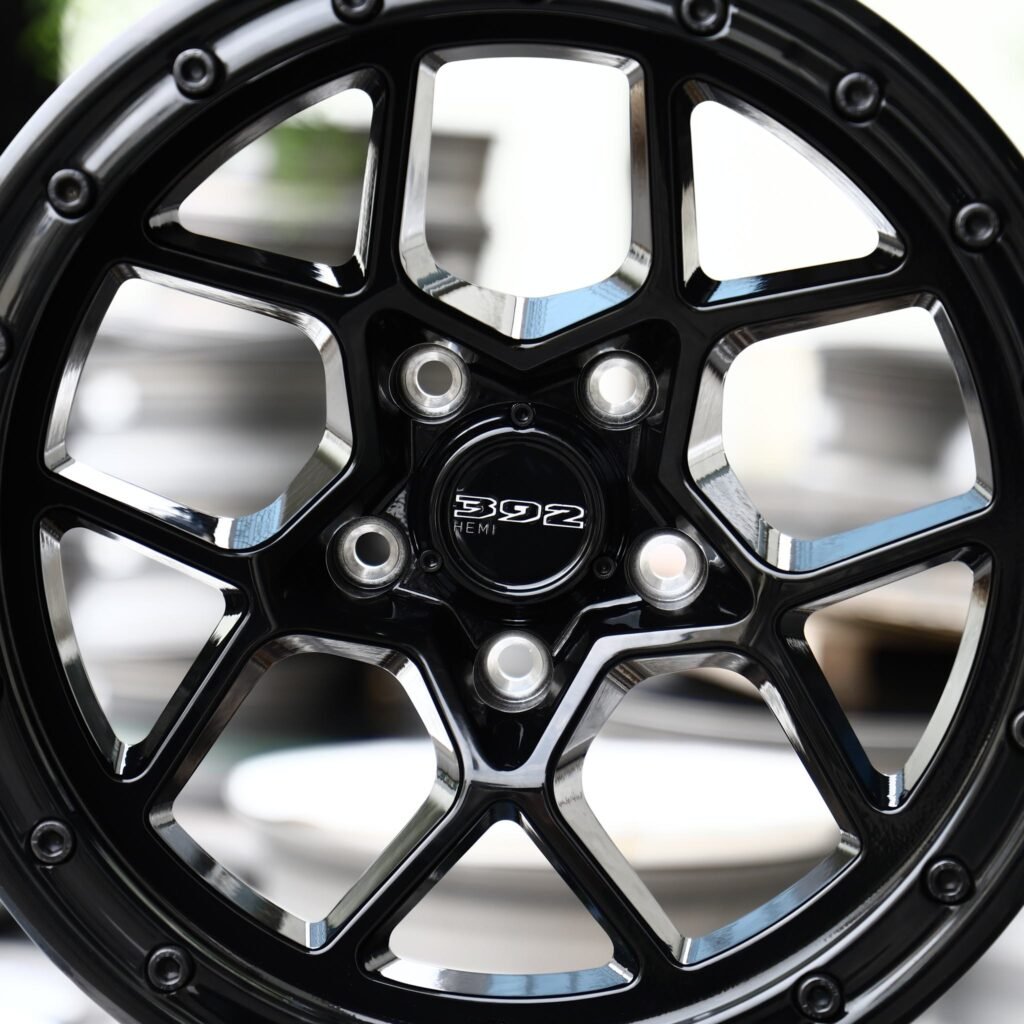 5x127 wheels – Gloss Black 5 Y-Spoke Beadlock (Dodge OEM-Style), side view