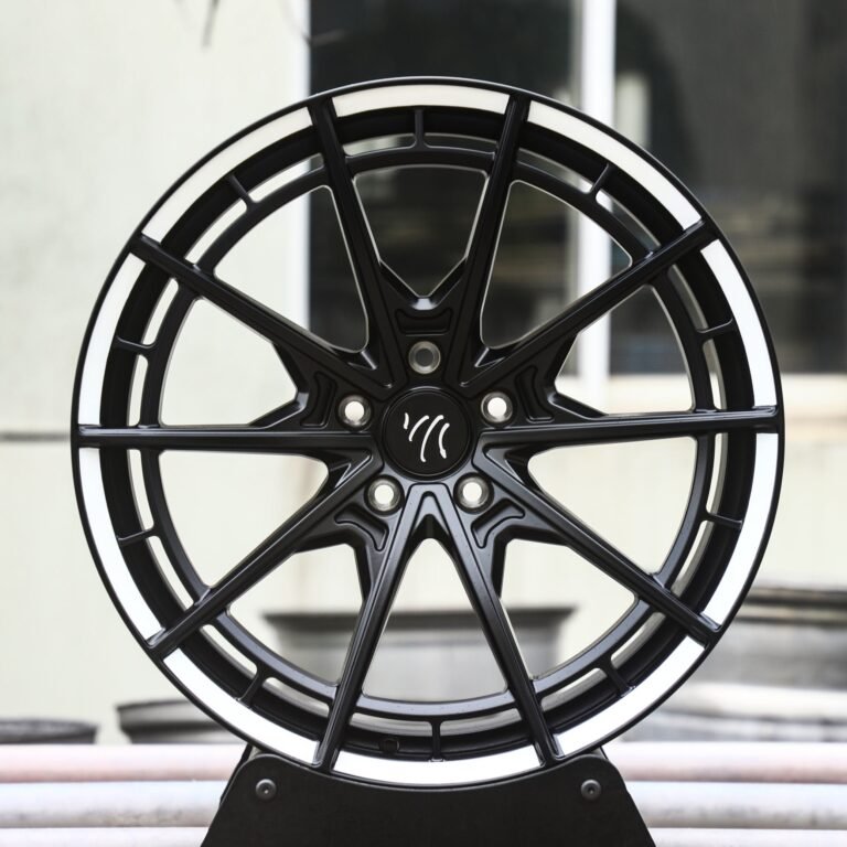 Audi A6 wheels – Gloss Black 5 Y-Spoke Double-Ring, front view