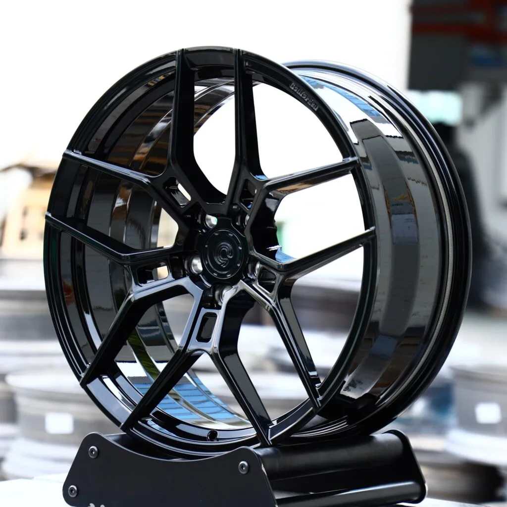 BMW M4 G82 wheels – Gloss Black 5 Y-Spoke (BMW OEM-Style), angled view