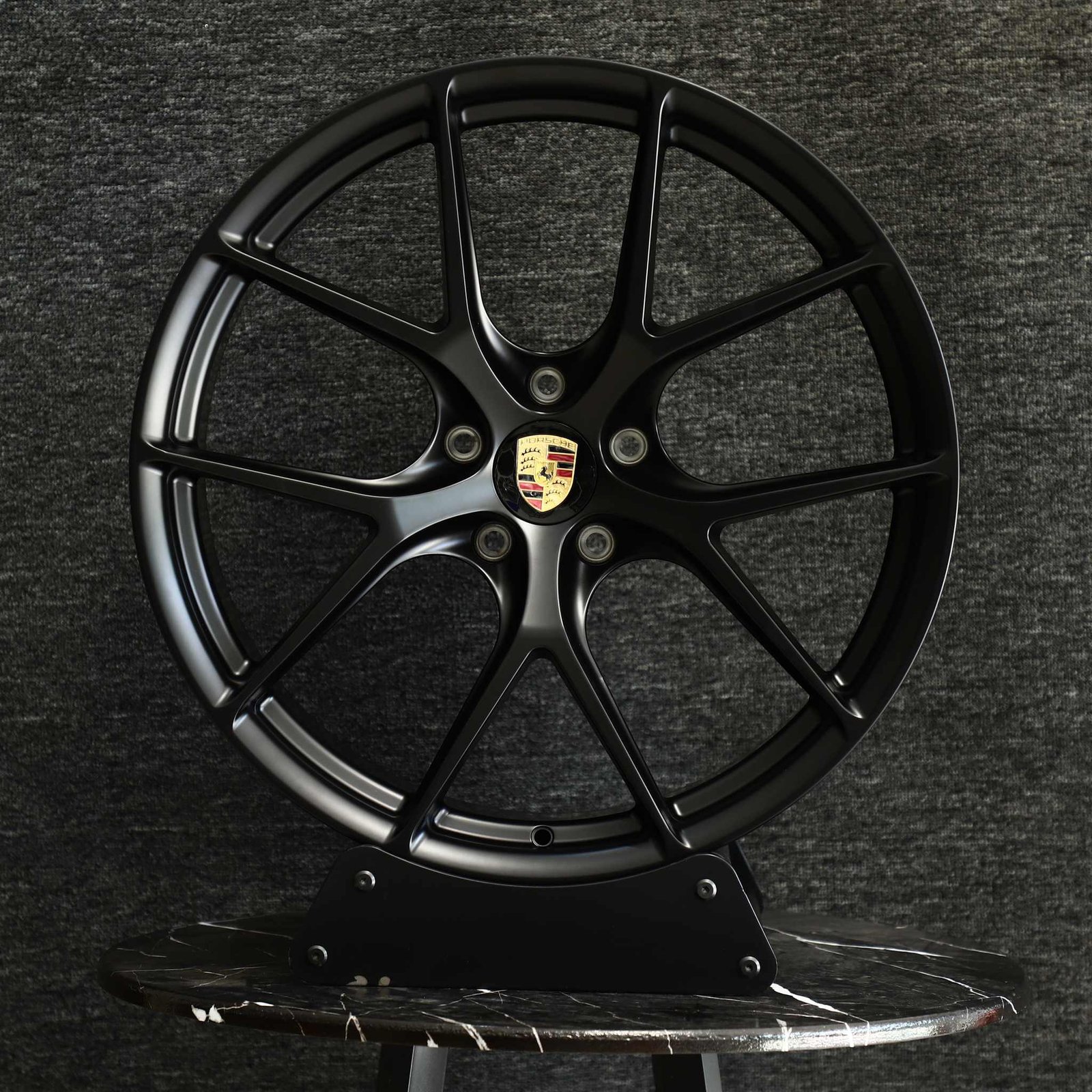 Porsche 911 992 wheels – Gloss Black 5 Y-Spoke (Porsche OEM-Style), front view