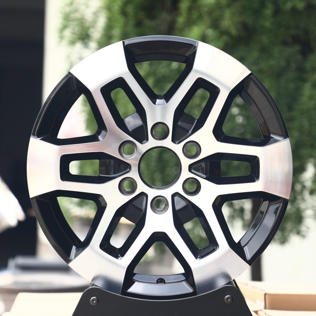 Toyota 4Runner wheels – Gloss Black Machined Face, front view