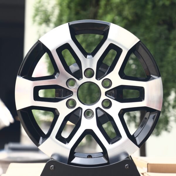 Toyota 4Runner wheels – Black / Machined 6 Y-Spoke, front view
