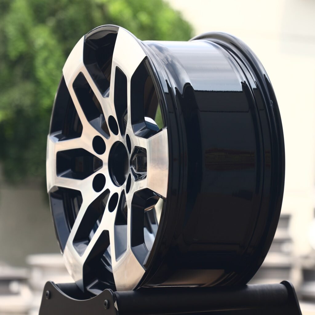 6x139.7 wheels – Gloss Black Machined Face, side view