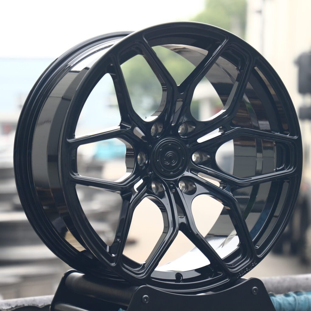 BMW M3 wheels – Gloss Black 6 Y-Spoke Concave, angled view