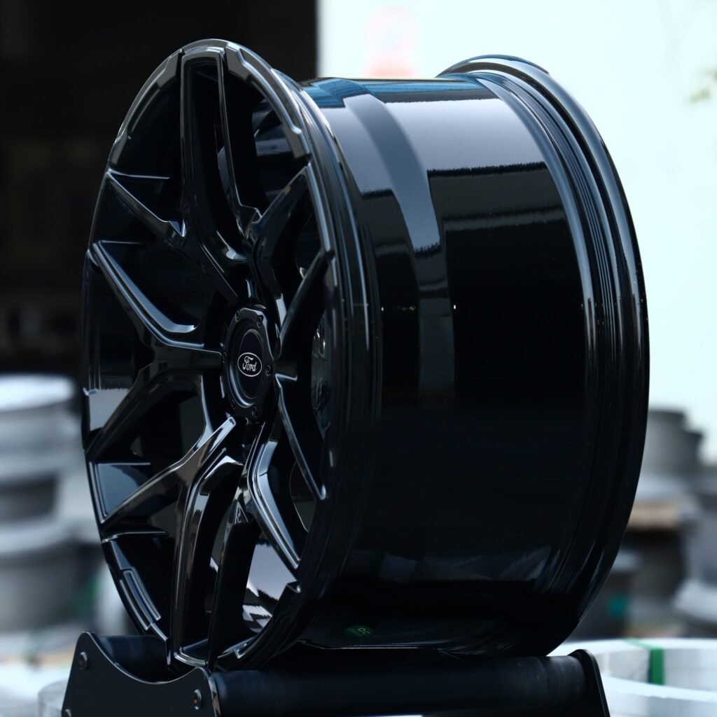 6x135 wheels – Gloss Black 6 Y-Spoke (Ford OEM-Style), side view