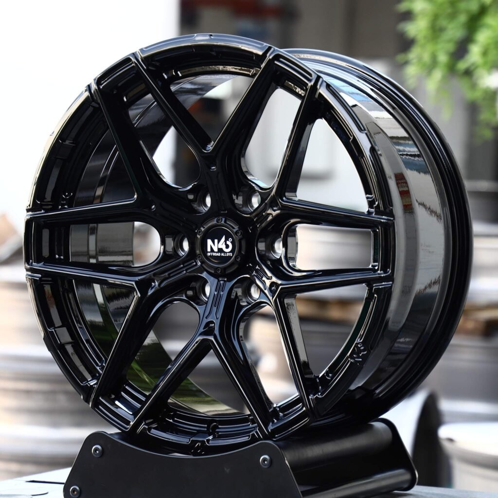 Toyota Tacoma wheels – Gloss Black 6 Y-Spoke, angled view