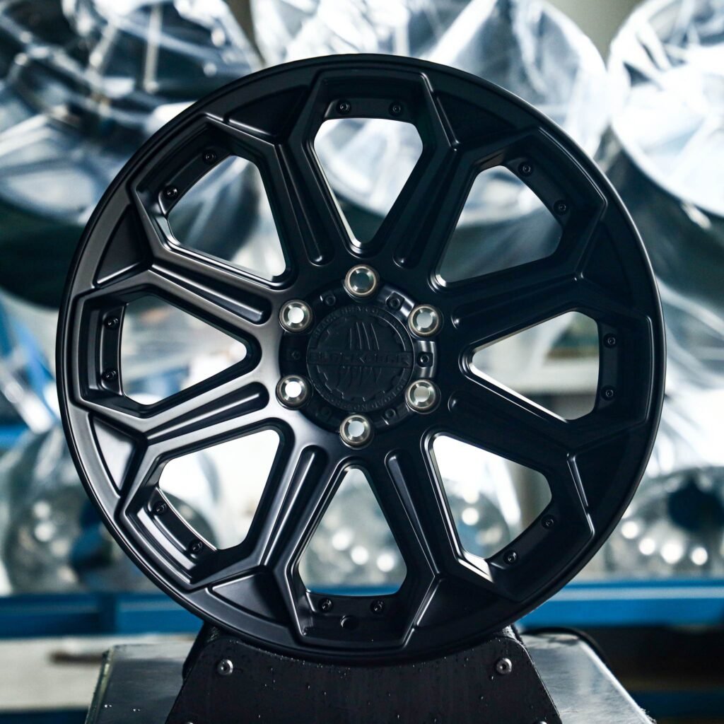 Toyota 4Runner wheels – Gloss Black 8 Y-Spoke, front view