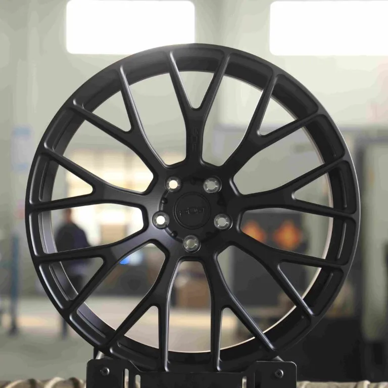 Ferrari 488 wheels – Gloss Black 9 Y-Spoke (HRE P200-Style), front view